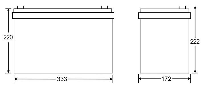 Akumulator żelowy 12V 100 Ah BAT0416 rozmiary